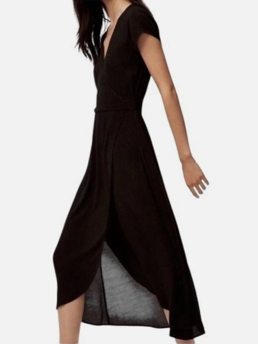 Aritzia Wilfred Free Jessa True Wrap Dress Midi Black Size S